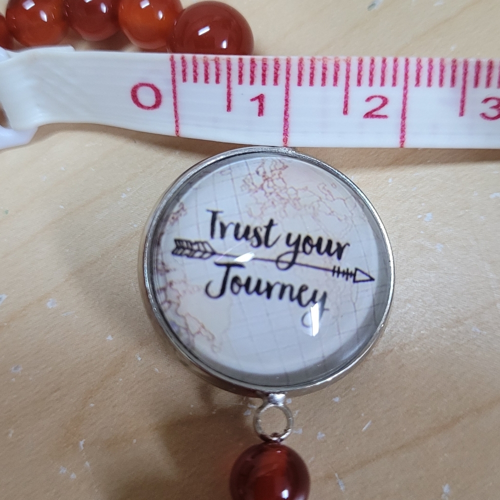 'Trust Your Journey' One-of-Kind Carnelian 6mm/8mm Beaded Bracelet NWT